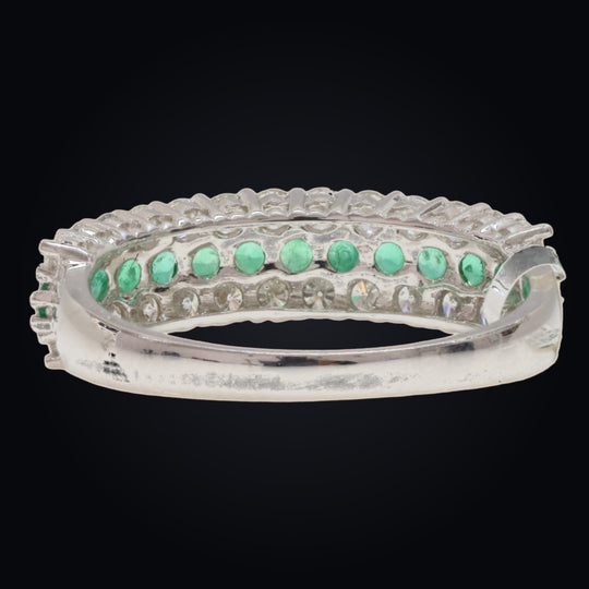 'Midori-No-Hikari' 18K White Gold Emerald and Diamond Ring