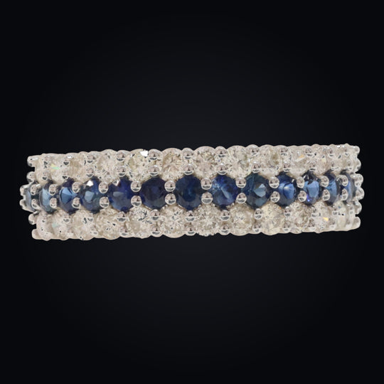 'Kawa' 18K White Gold Diamond and Sapphire Ring