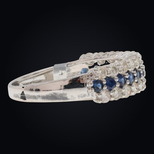 'Kawa' 18K White Gold Diamond and Sapphire Ring