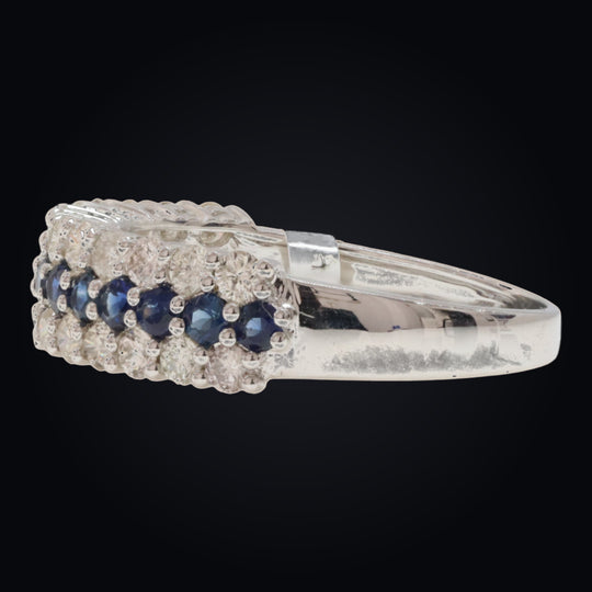 'Kawa' 18K White Gold Diamond and Sapphire Ring