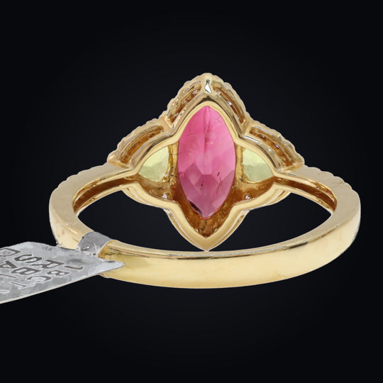 'Hō-ō' 18K Yellow Gold, Rubellite, Sapphire and Diamond Ring