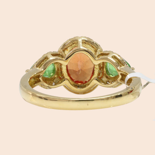 'Kodō' 18K Yellow Gold, Sapphire, Garnet, and Diamond Ring