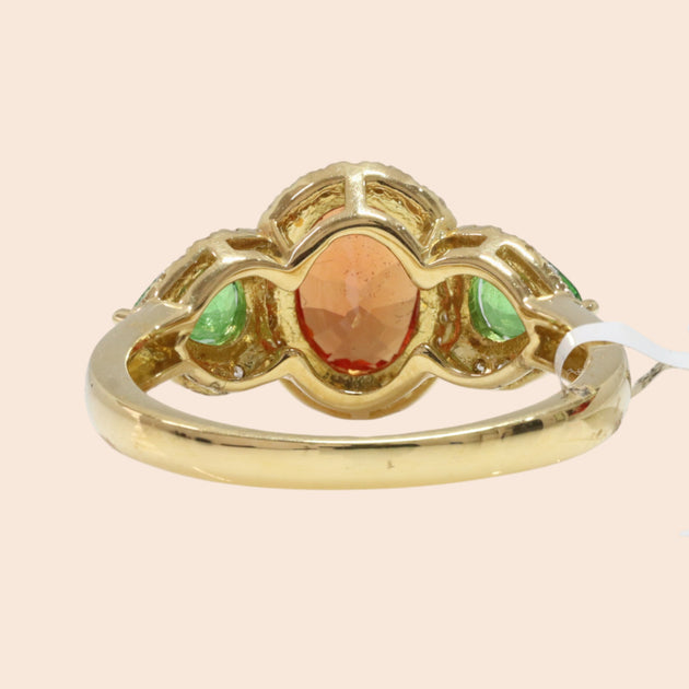 'Kodō' 18K Yellow Gold, Sapphire, Garnet, and Diamond Ring