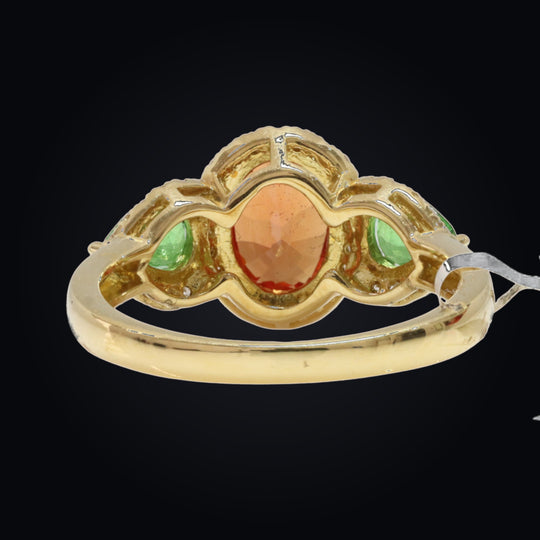 'Kodō' 18K Yellow Gold, Sapphire, Garnet, and Diamond Ring