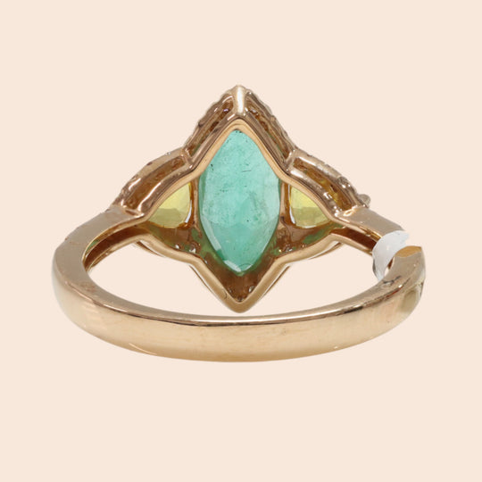 'Mori-No-Yū' 18K Yellow gold, Emerald, Sapphire, and Diamond Ring
