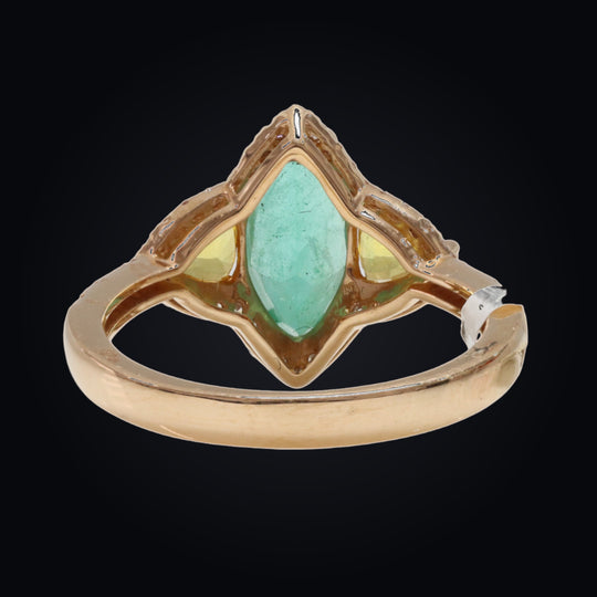 'Mori-No-Yū' 18K Yellow gold, Emerald, Sapphire, and Diamond Ring