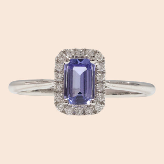 'Kasumi' 18K White Gold, Tanzanite, Diamond Ring
