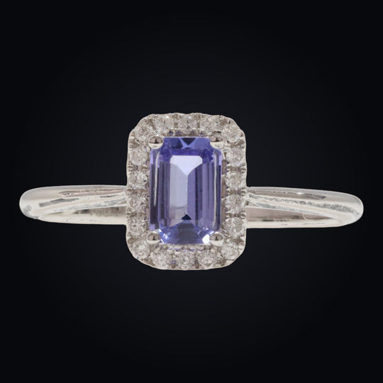 'Kasumi' 18K White Gold, Tanzanite, Diamond Ring