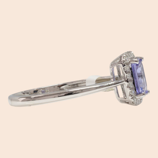 'Kasumi' 18K White Gold, Tanzanite, Diamond Ring