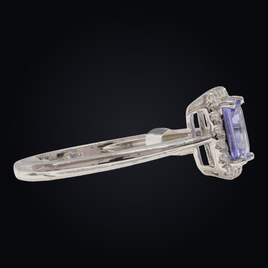 'Kasumi' 18K White Gold, Tanzanite, Diamond Ring