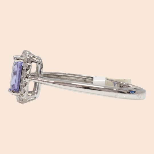 'Kasumi' 18K White Gold, Tanzanite, Diamond Ring