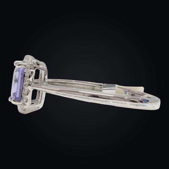 'Kasumi' 18K White Gold, Tanzanite, Diamond Ring
