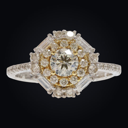 'Shiragiku' Diamond engagement ring in 18K white gold