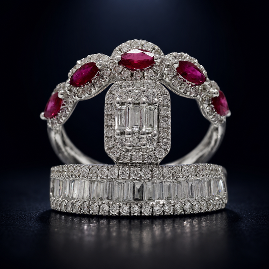 'Beni Hoshi' 18K White Gold Ring with Ruby and Diamond