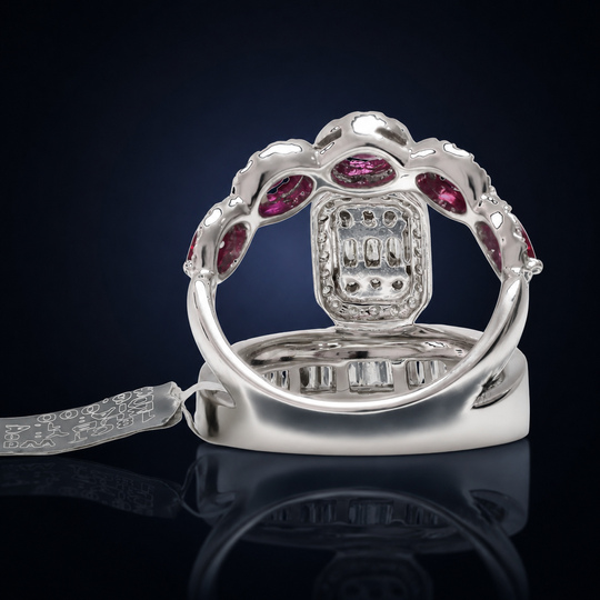 'Beni Hoshi' 18K White Gold Ring with Ruby and Diamond
