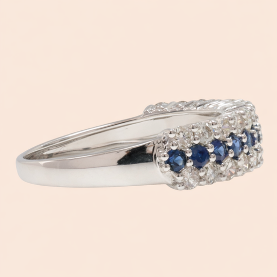 'Kawa' 18K White Gold Diamond and Sapphire Ring
